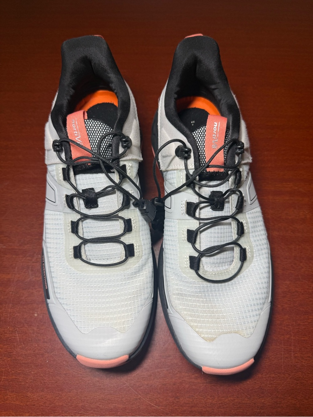 Men's Athletic Shoes in White with Coral Accents